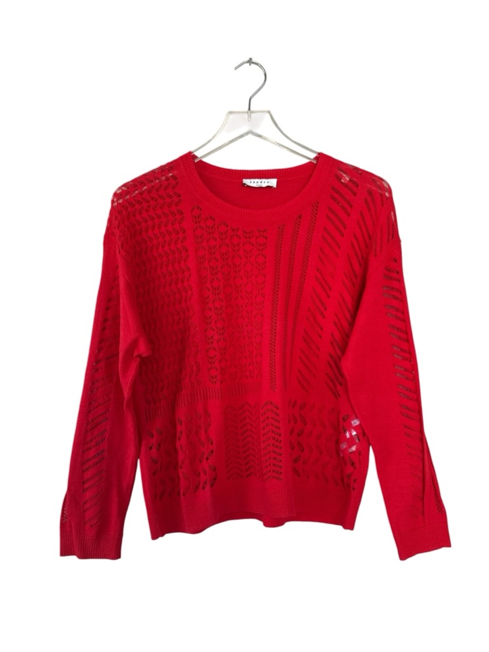 Sandro Paris Lace Knit Red Sweater Size 1 US Small